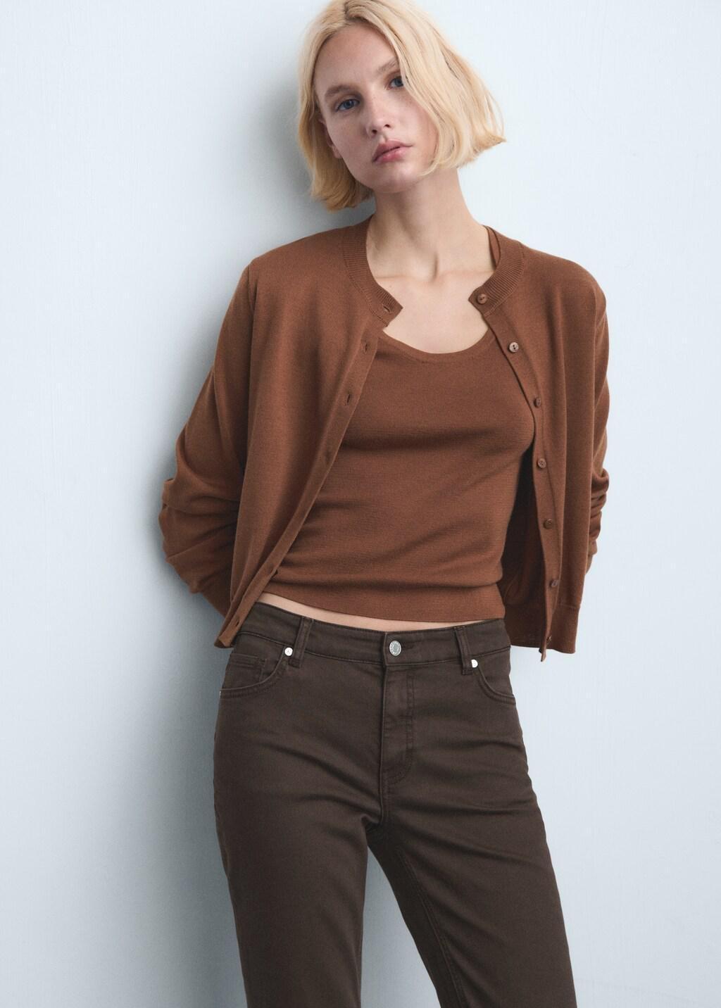 Brown Sienna Flared Cropped Jeans, Dark Brown, large image number 4