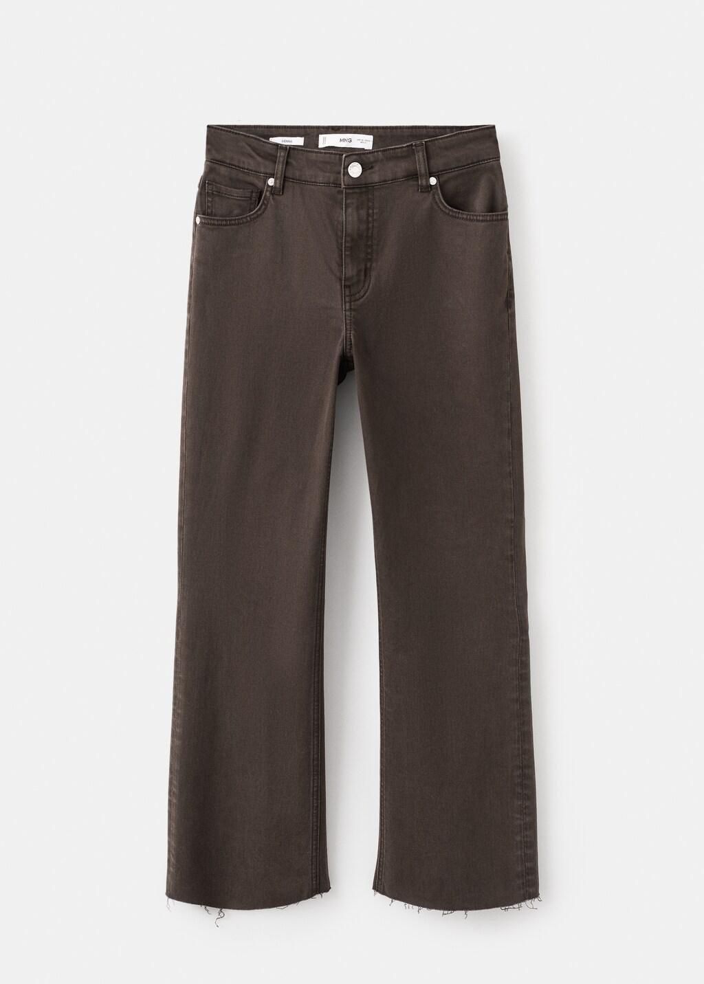 Brown Sienna Flared Cropped Jeans, Dark Brown, large image number 7