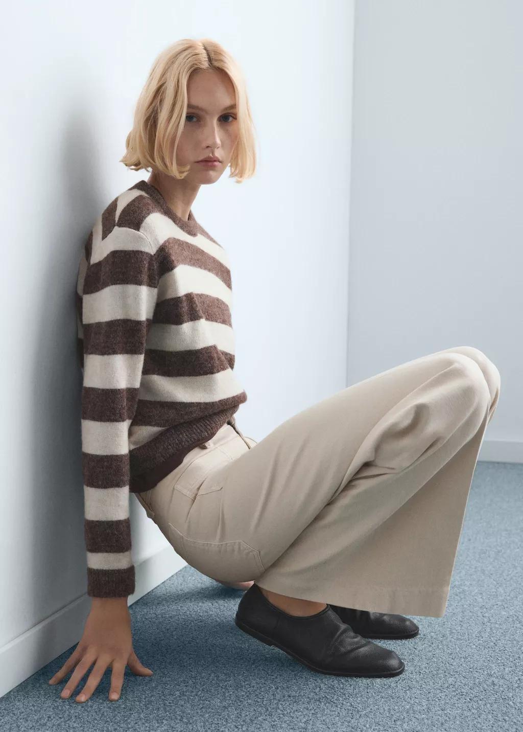 Brown Wide-Leg Jeans With Pockets, Light Pastel Brown, large image number 5
