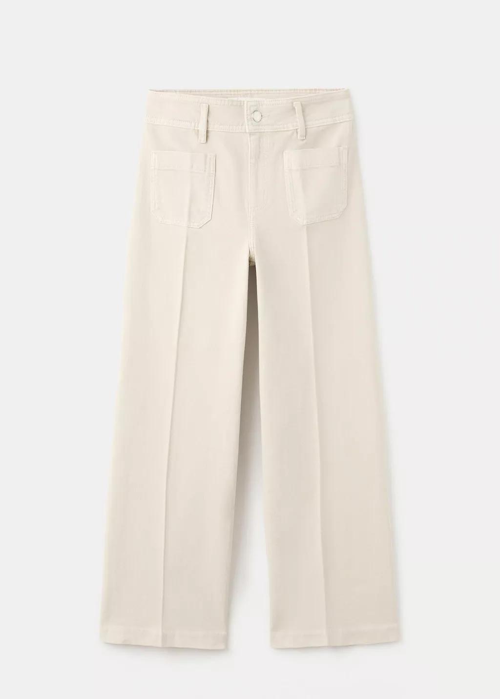 Beige Wide Leg Jeans With Pockets, 0201_07, large image number 8