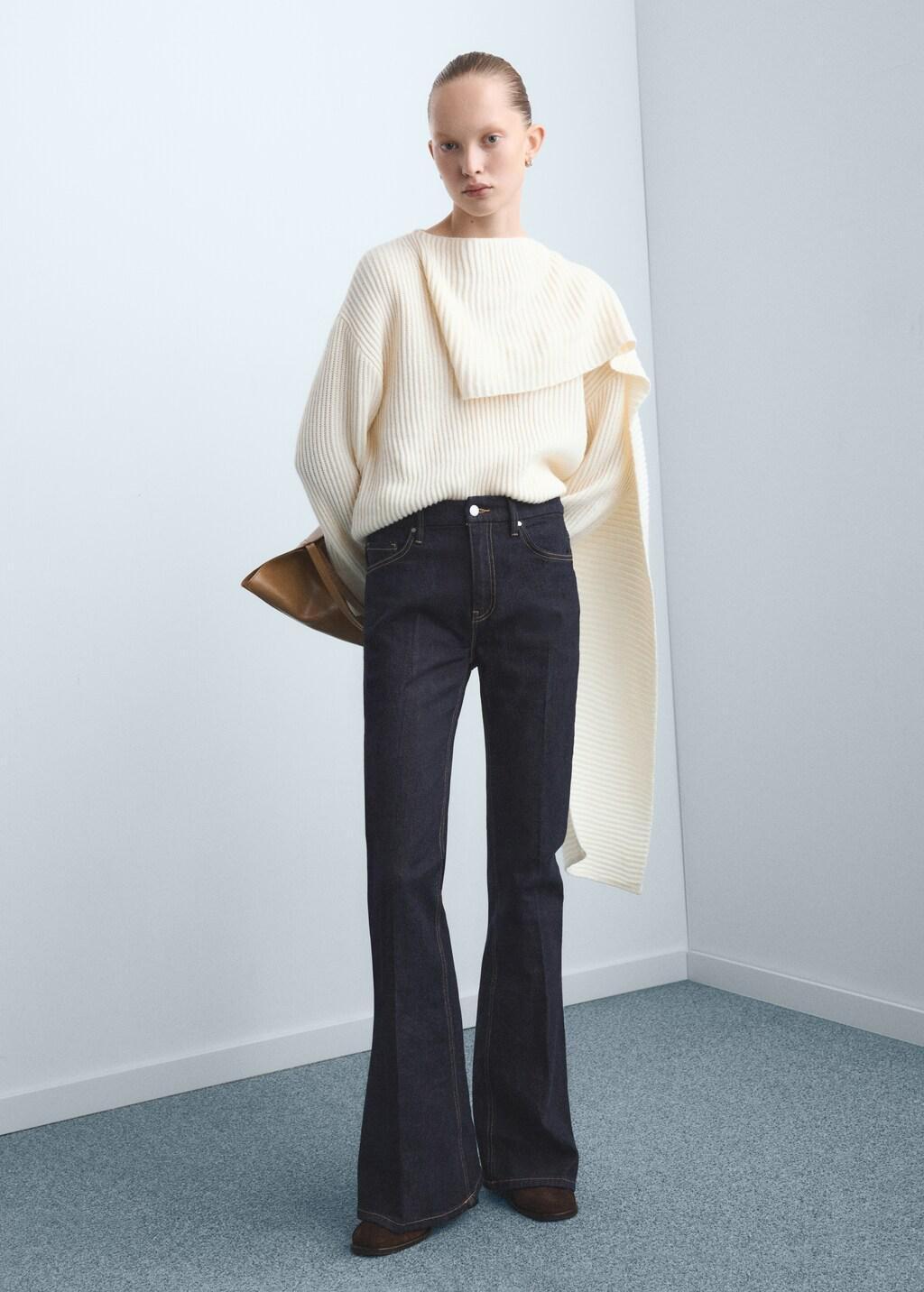 Blue Violet Flared High-Rise Jeans, Open Blue, large image number 0