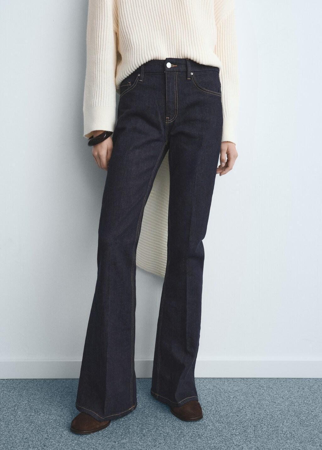 Blue Violet Flared High-Rise Jeans, Open Blue, large image number 3