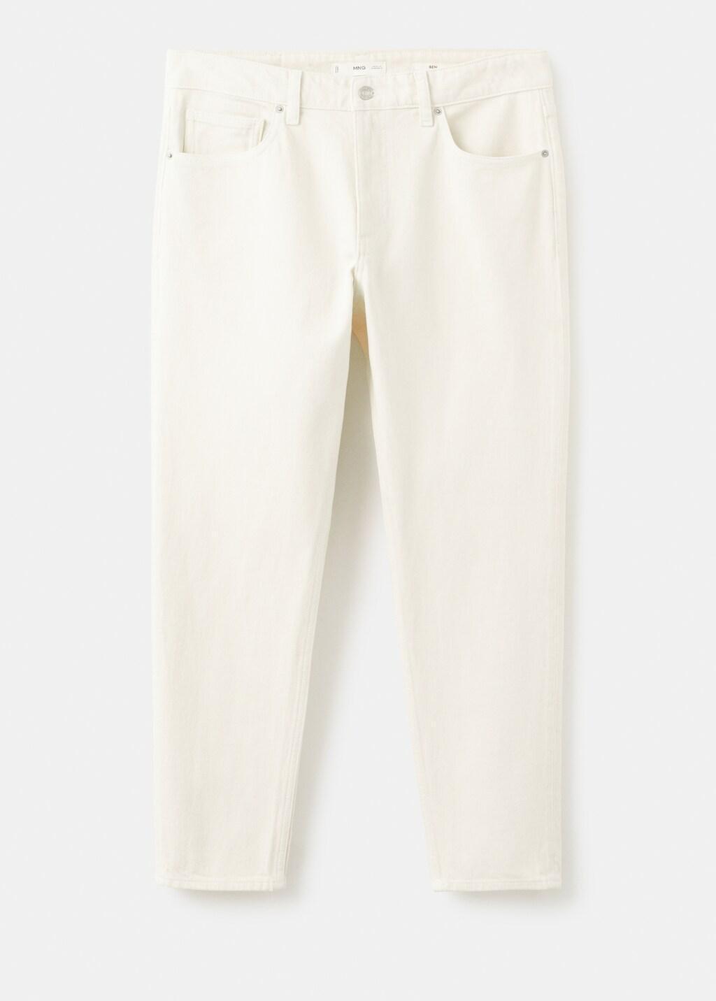 Beige Ben Cropped Tapered-Fit Jeans, Light Beige, large image number 8