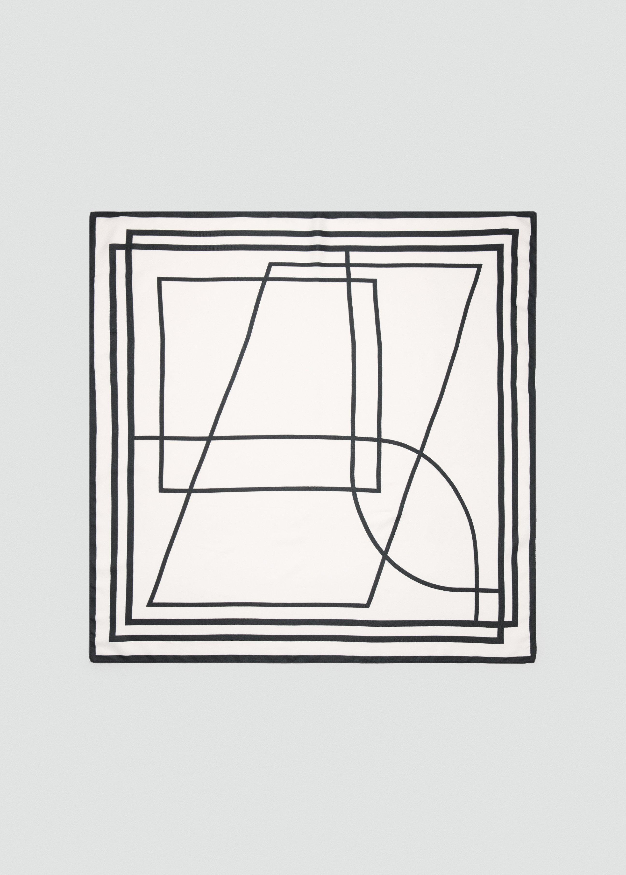 Beige Geometric Printed Foulard, Light Beige, large image number 2