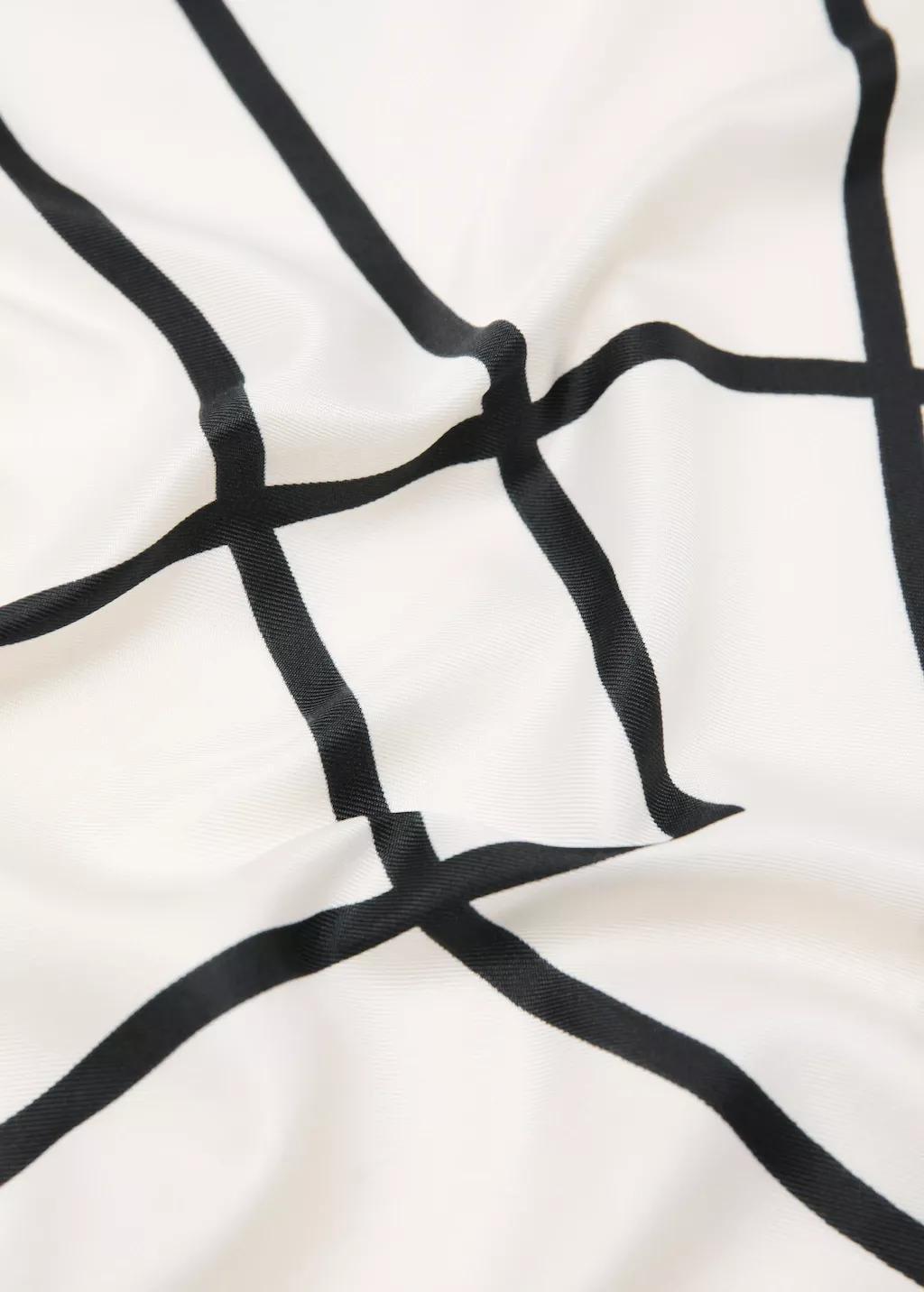 Beige Geometric Printed Foulard, Light Beige, large image number 3