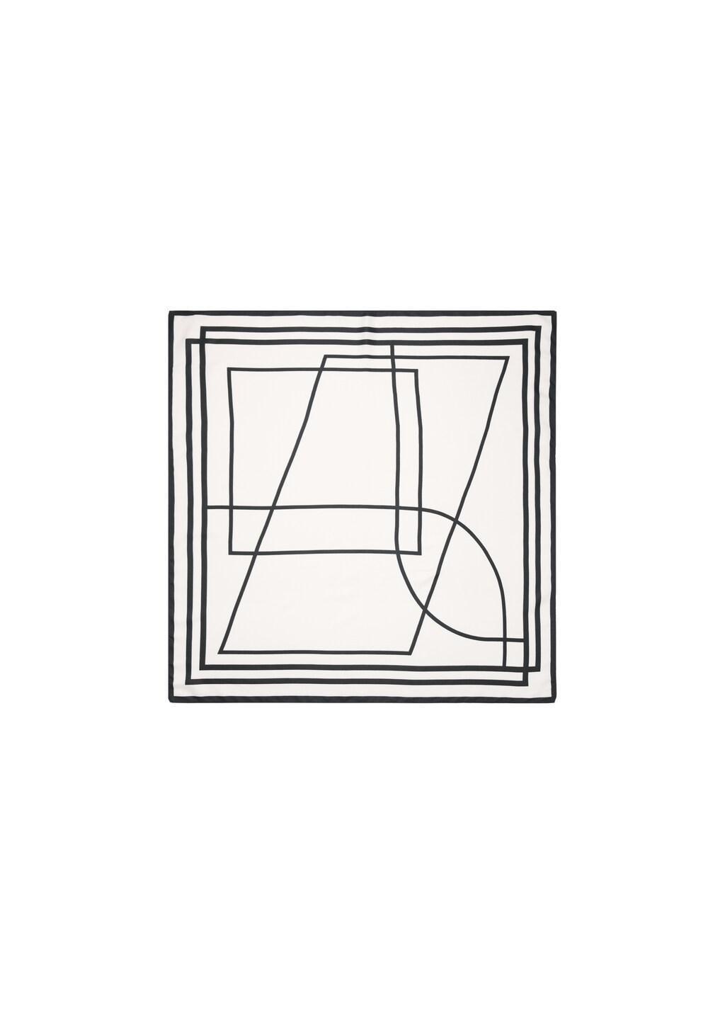 Beige Geometric Printed Foulard, Light Beige, large image number 5