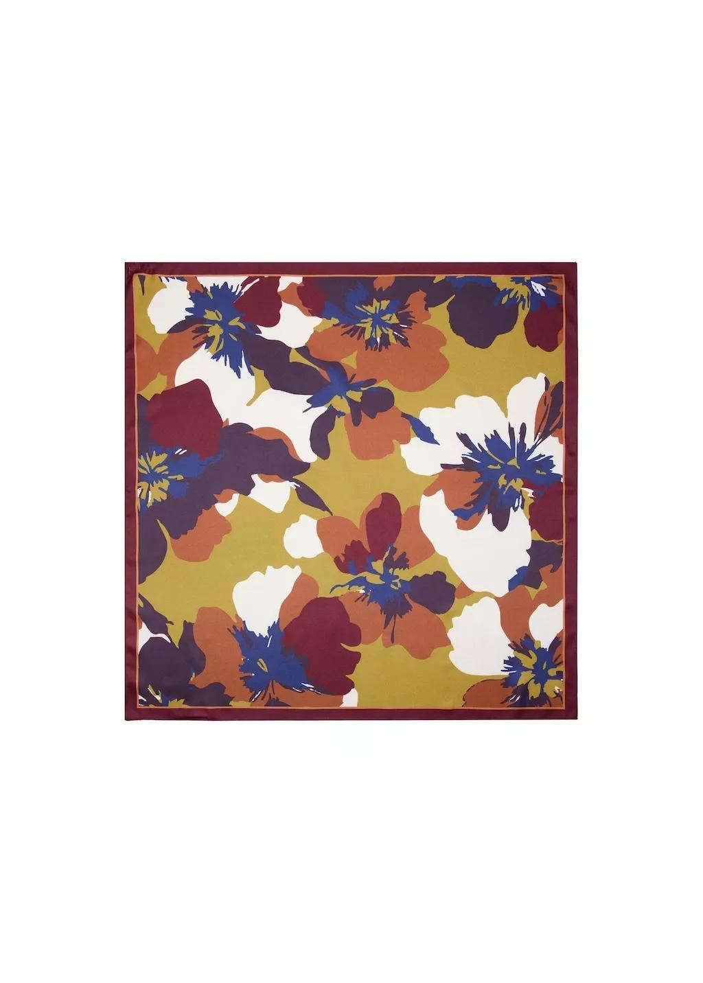 Red Floral Satin Scarf, 0201_76, large image number 6