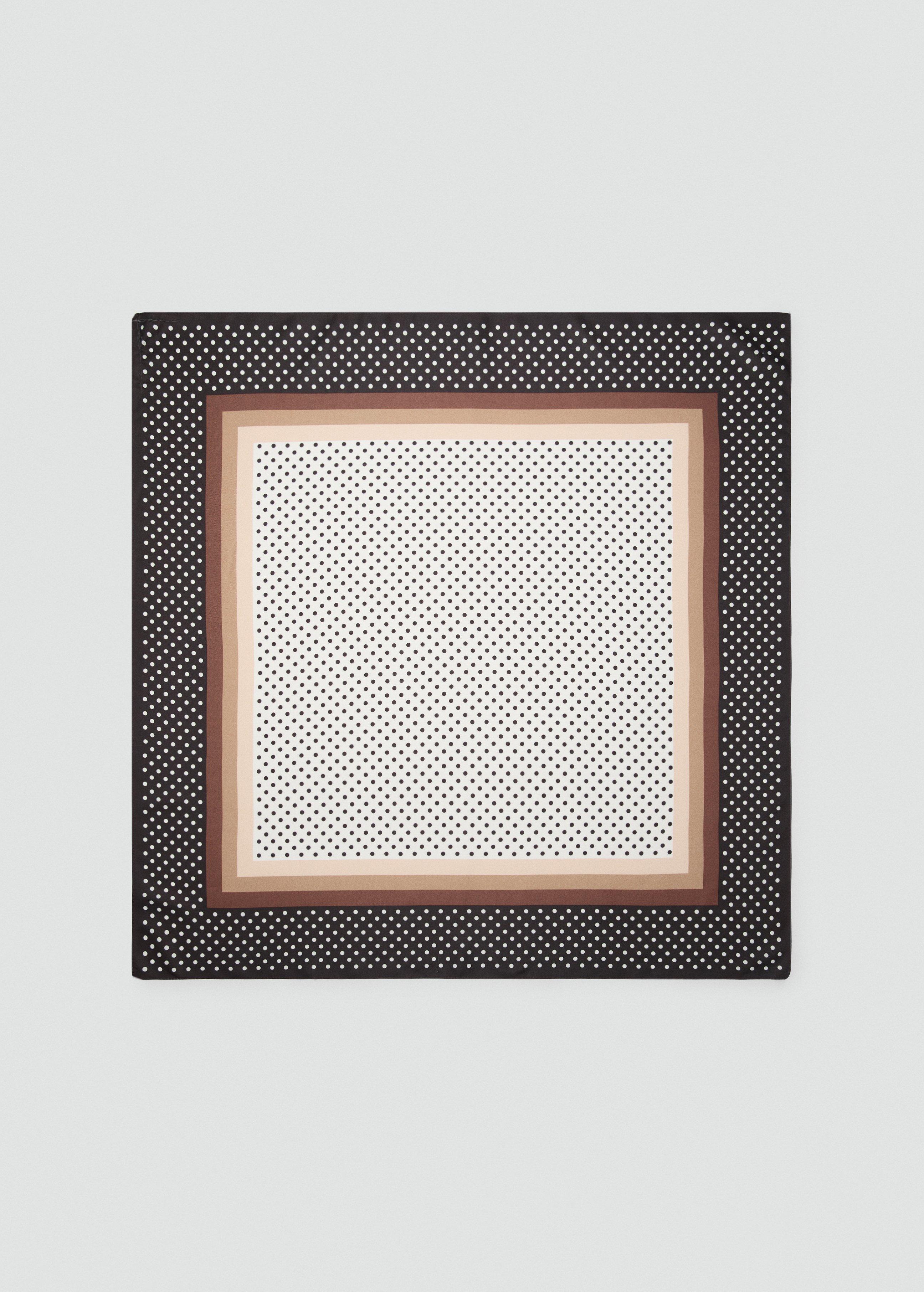 Brown Satin Check-Print Scarf, Dark Brown, large image number 2