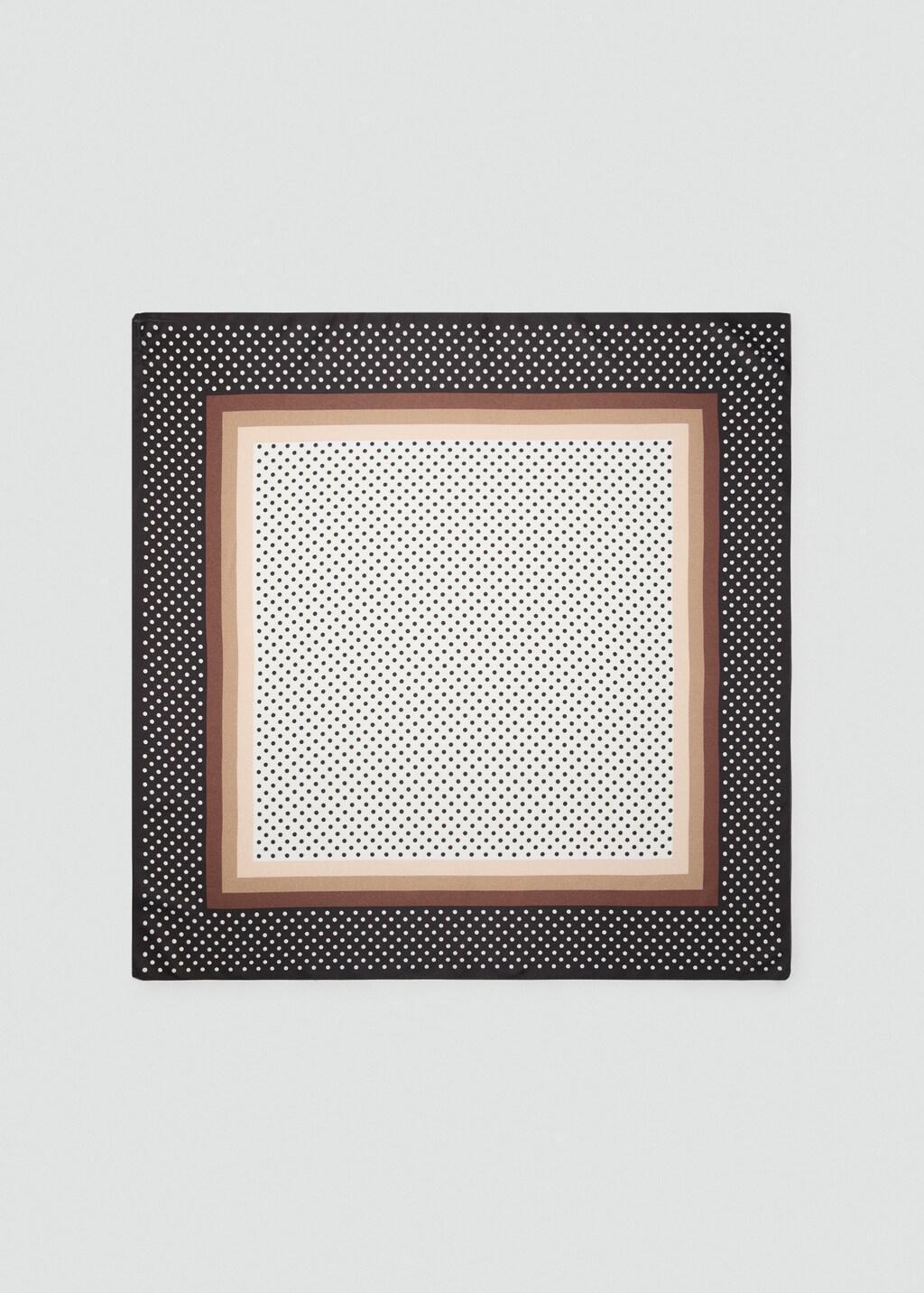 Brown Satin Check-Print Scarf, Dark Brown, large image number 6