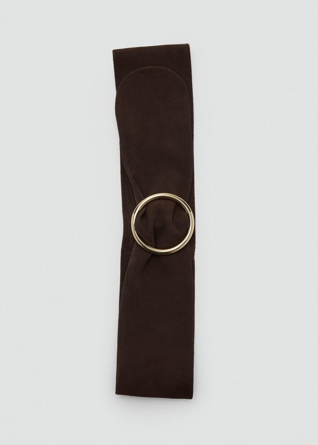 Brown Suede Obi Belt, Dark Brown, large image number 2