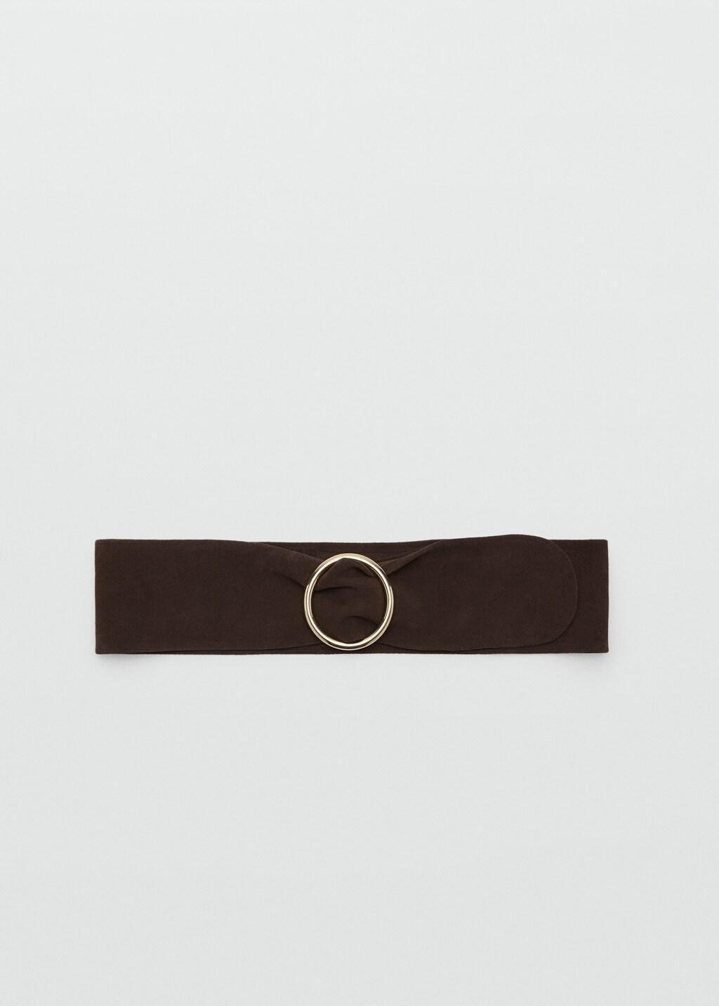 Brown Suede Obi Belt, Dark Brown, large image number 4