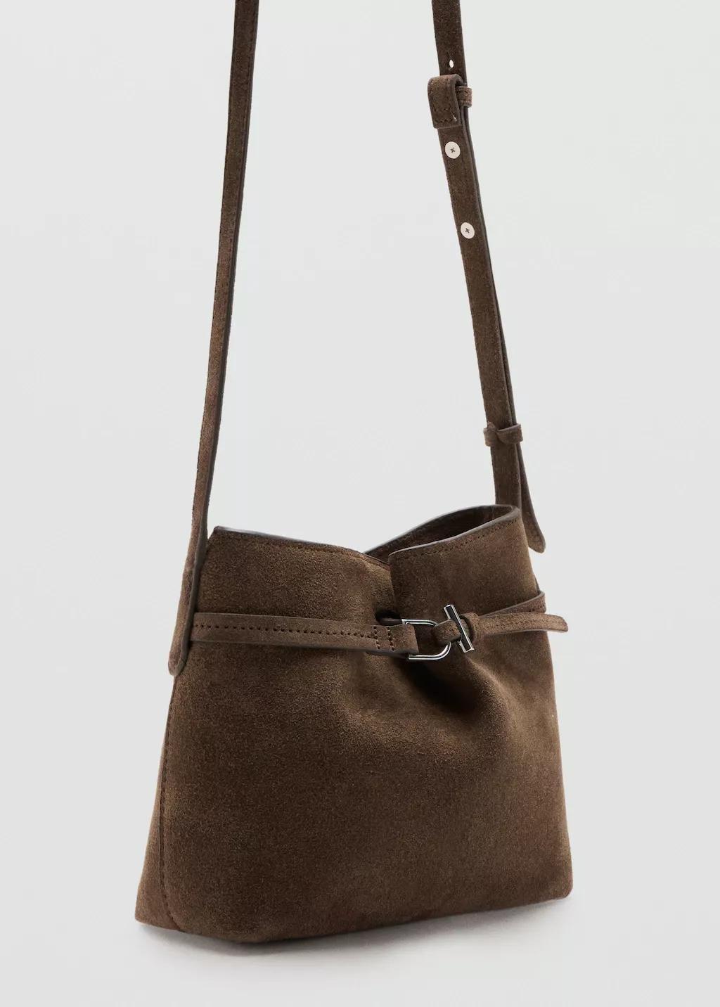 Brown Suede Shoulder Bag, Brown, large image number 1