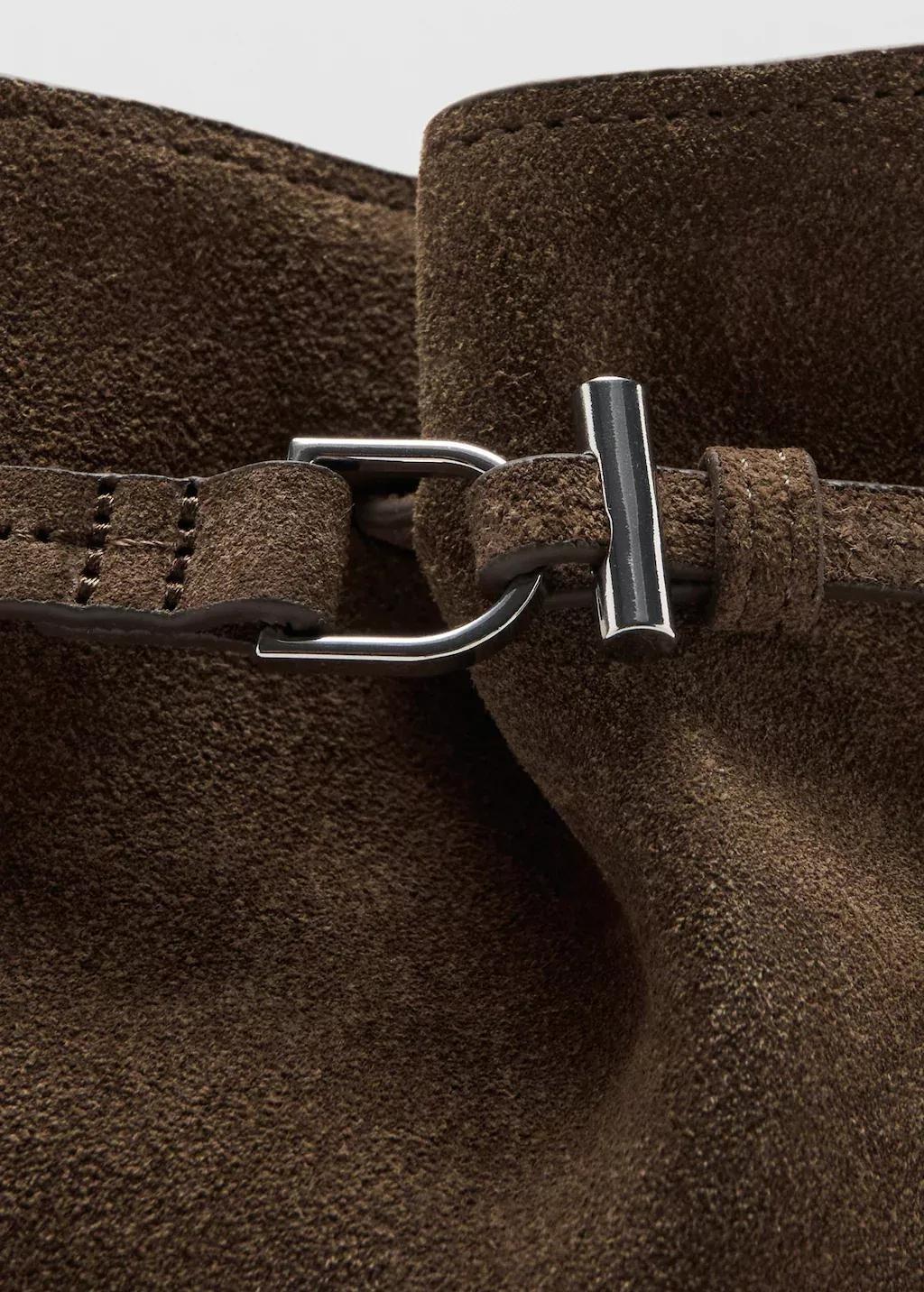 Brown Suede Shoulder Bag, Brown, medium