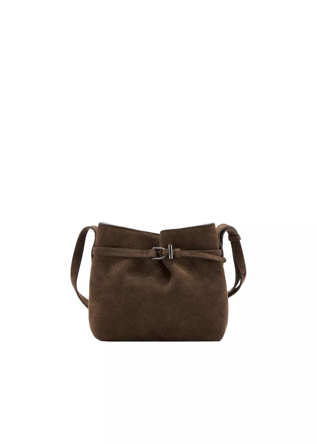 Brown Suede Shoulder Bag, Brown, large image number 3
