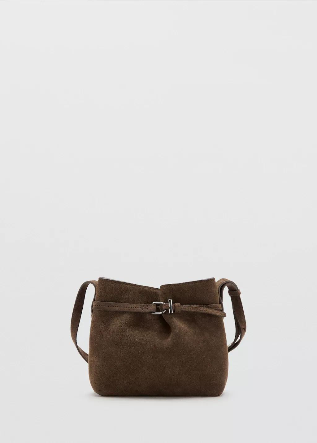 Brown Suede Shoulder Bag, Brown, large image number 5