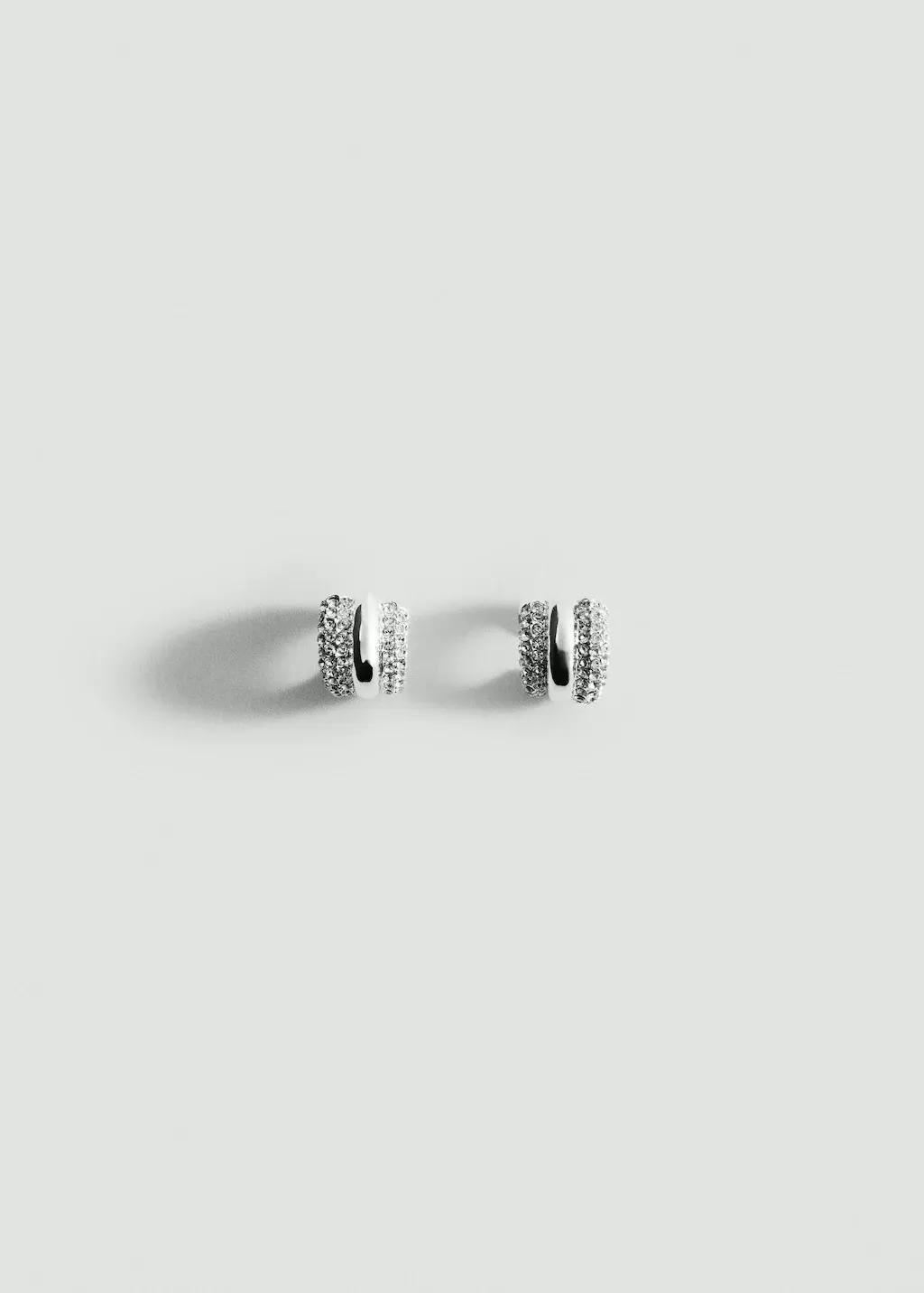 Silver Crystal Ear Cuff Earrings, Silver, large image number 3