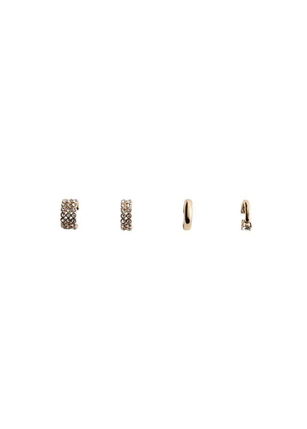 Gold Ear Cuff Earrings Set, Gold, medium