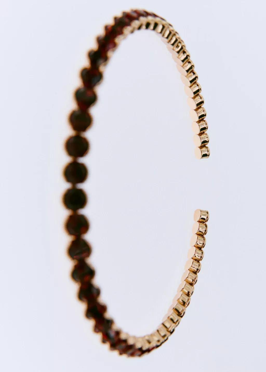 Gold Crystal Choker Necklace, Gold, large image number 1