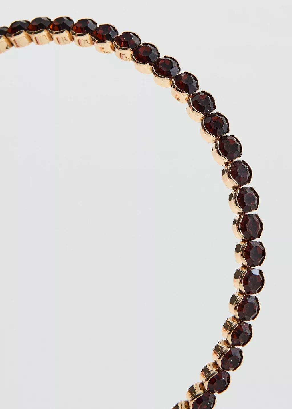 Gold Crystal Choker Necklace, Gold, large image number 2