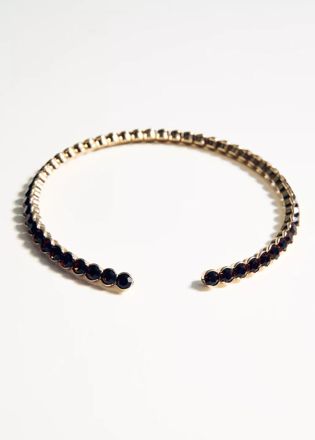 Gold Crystal Choker Necklace, Gold, large image number 3