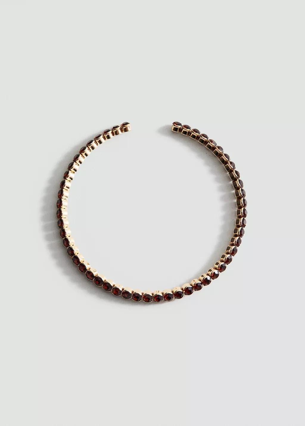 Gold Crystal Choker Necklace, Gold, large image number 4