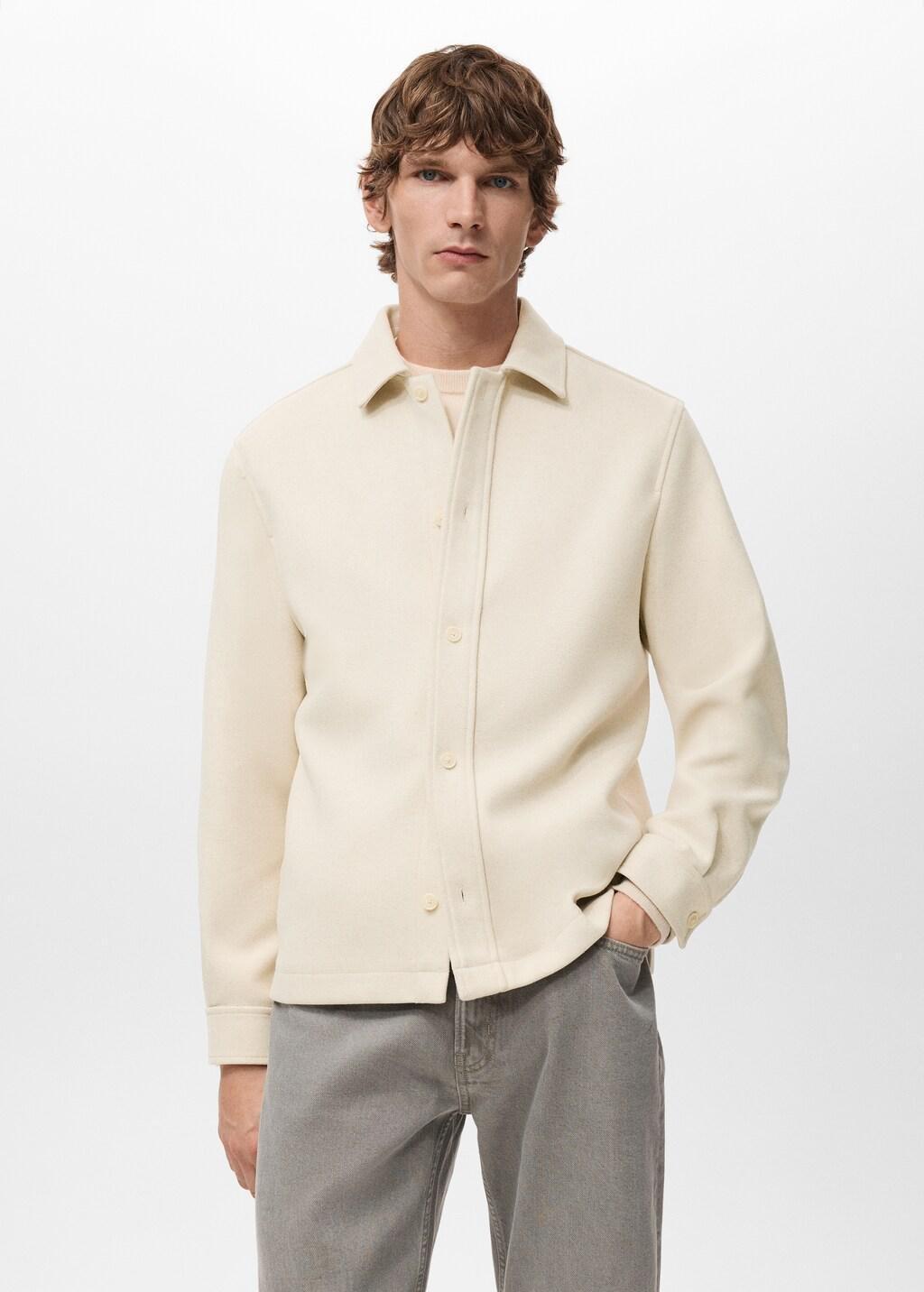 Brown Wool Overshirt With Buttons, Light Pastel Brown, large image number 3