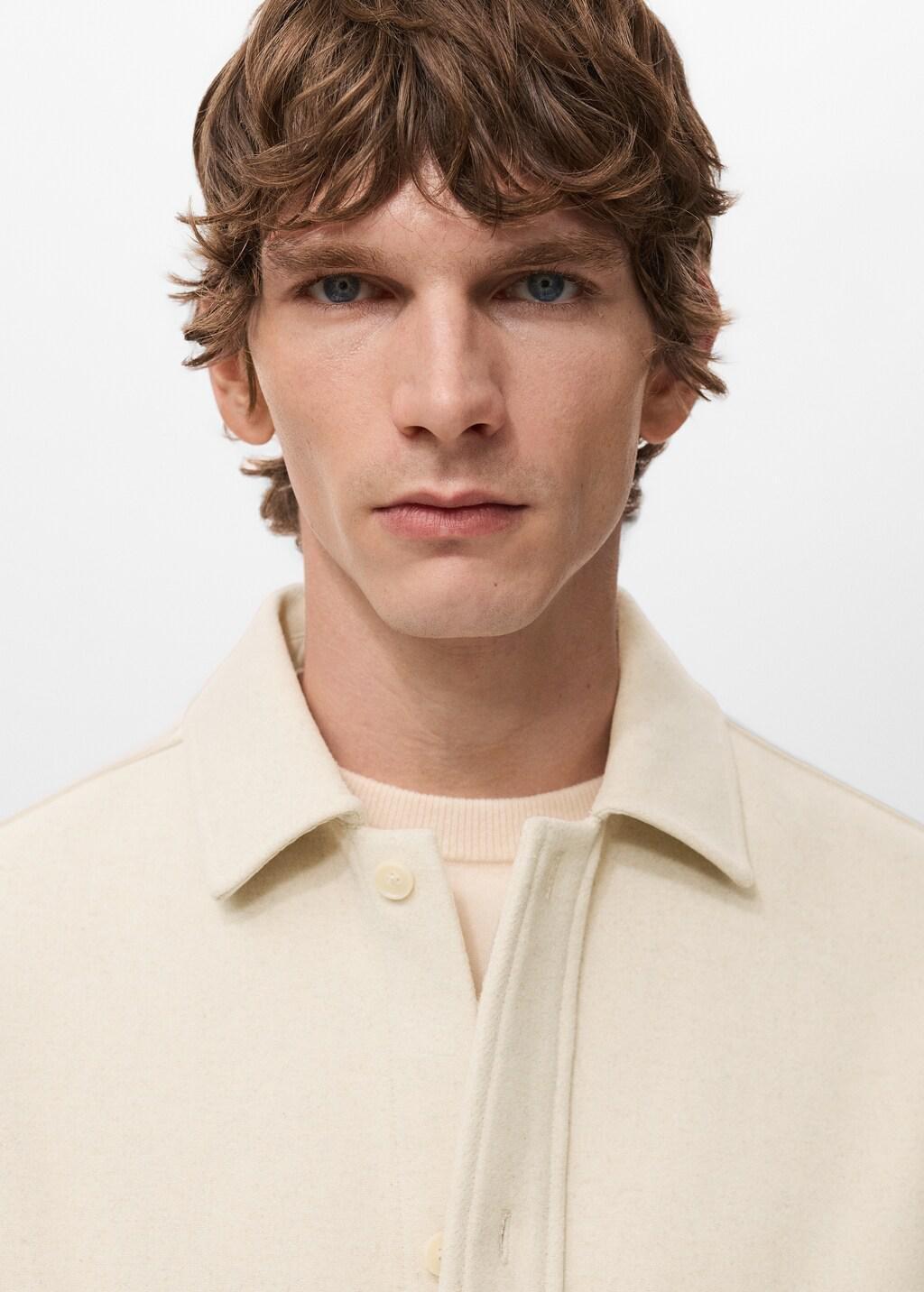 Brown Wool Overshirt With Buttons, Light Pastel Brown, large image number 4