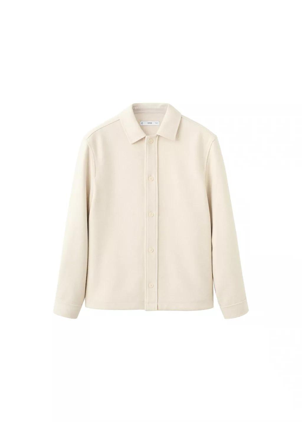 Brown Wool Overshirt With Buttons, Light Pastel Brown, large image number 7