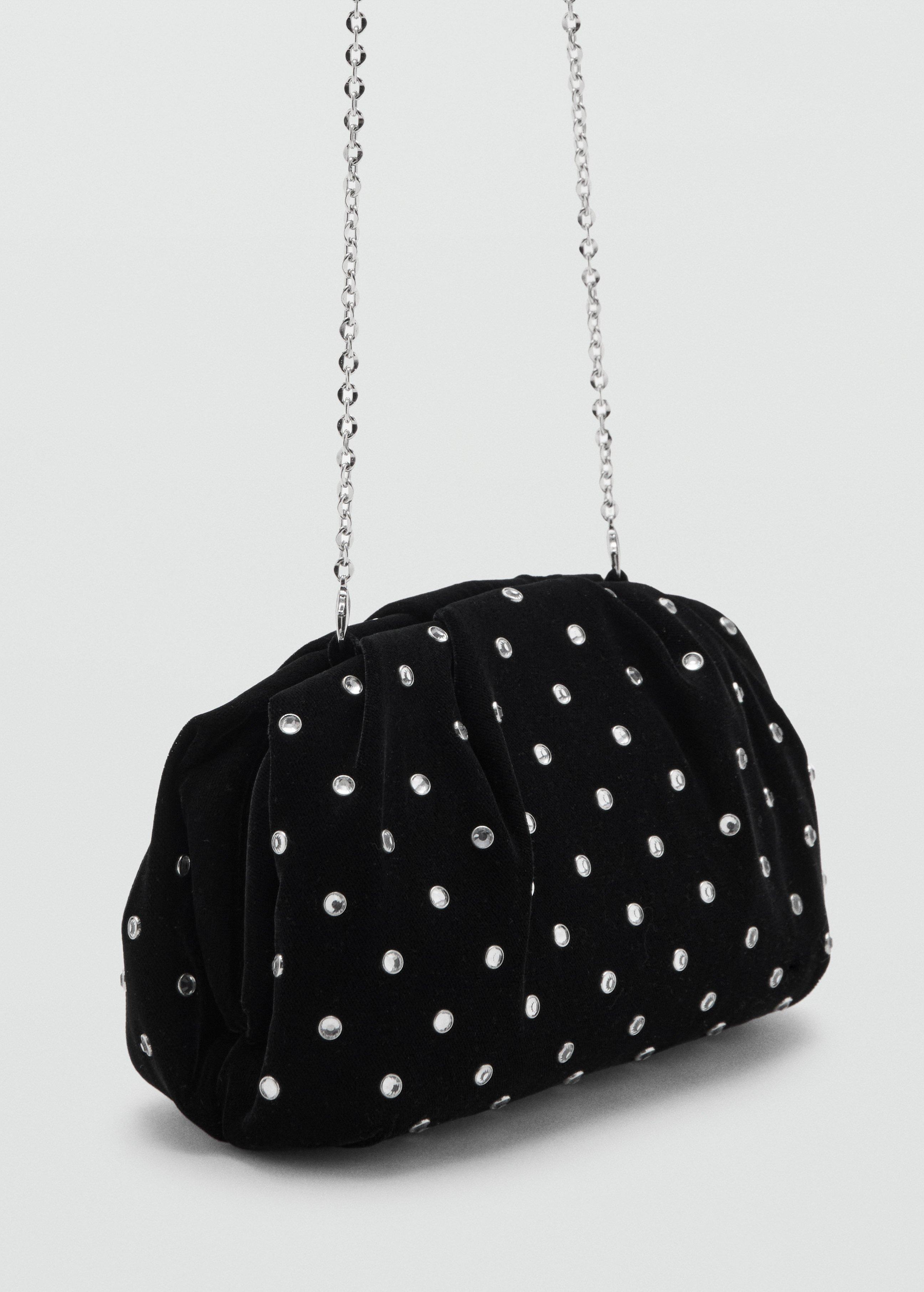 Black Velvet Strass Clutch, Black, large image number 0