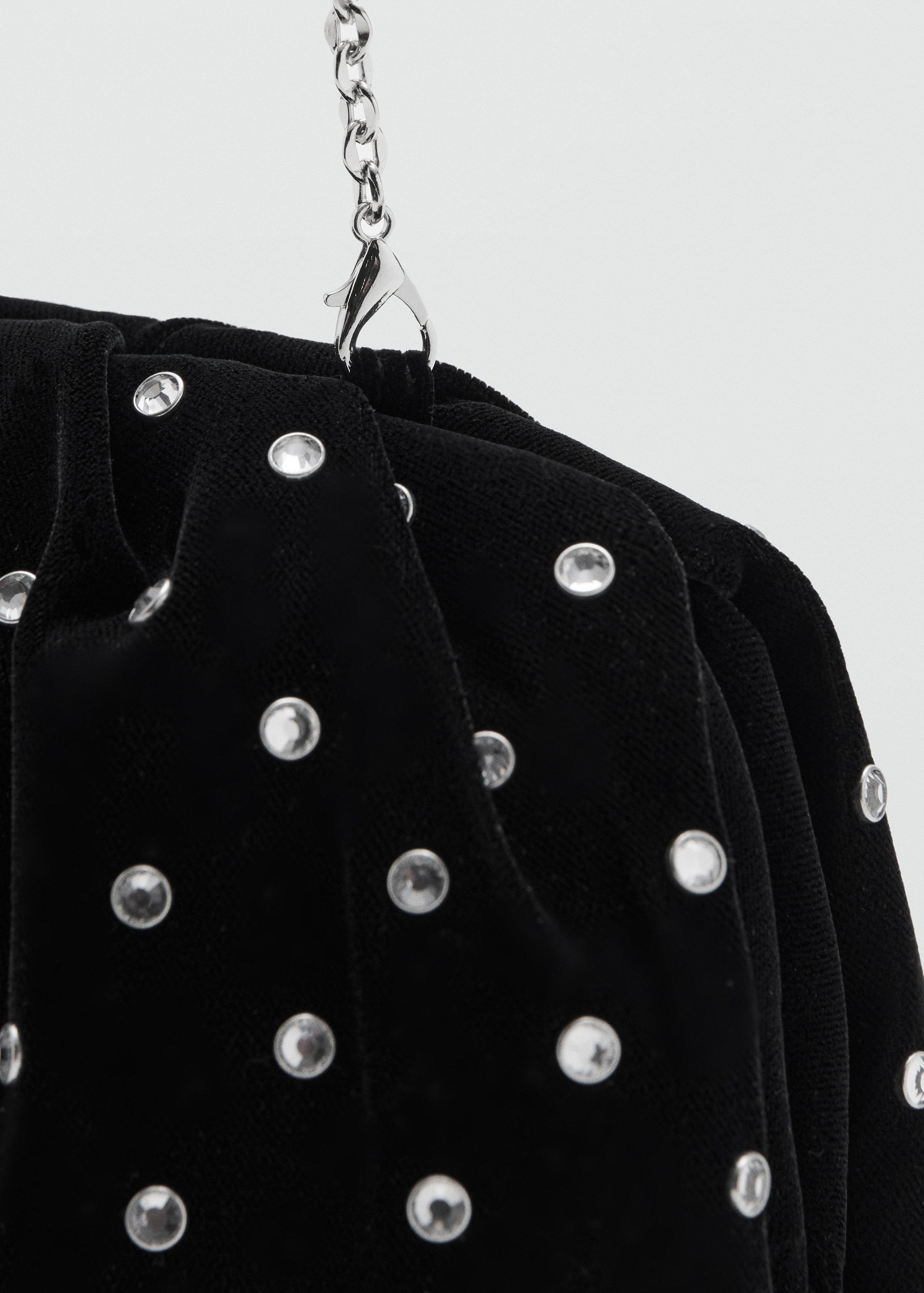 Black Velvet Strass Clutch, Black, large image number 2