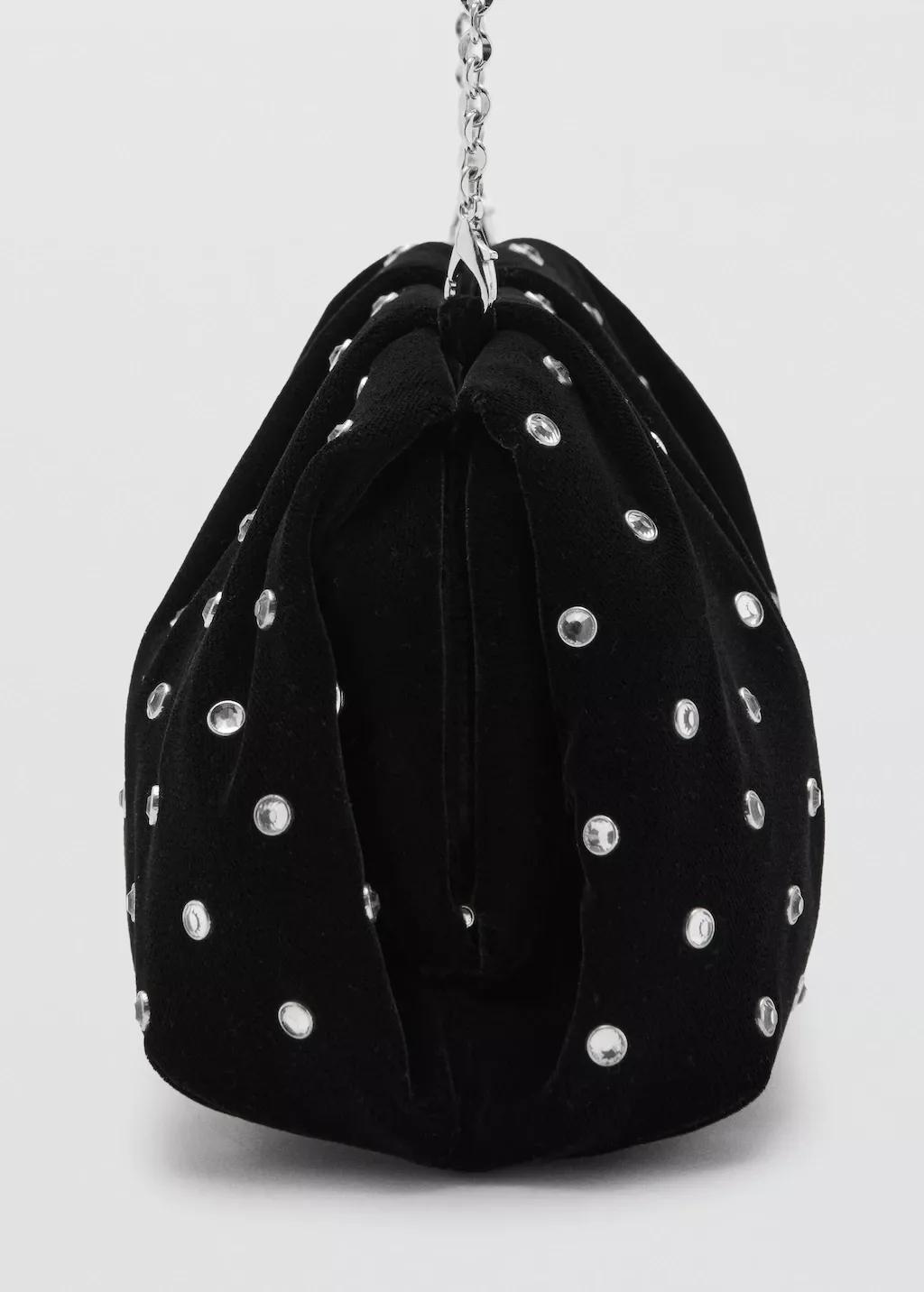 Black Velvet Strass Clutch, Black, large image number 5