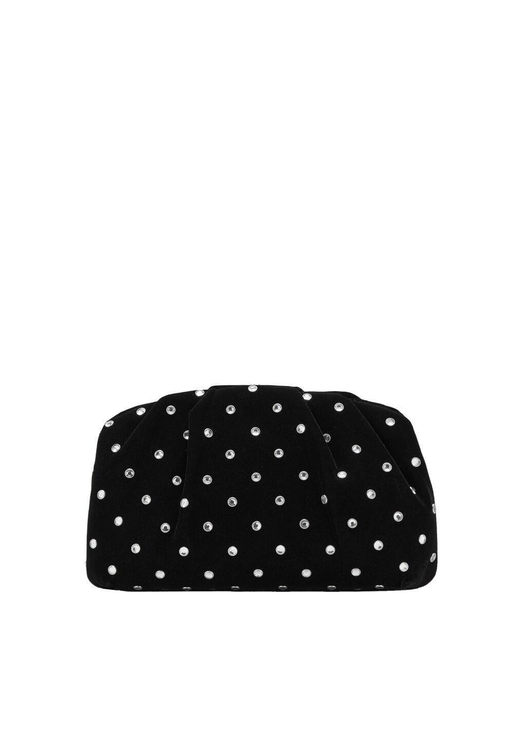 Black Velvet Strass Clutch, Black, large image number 6