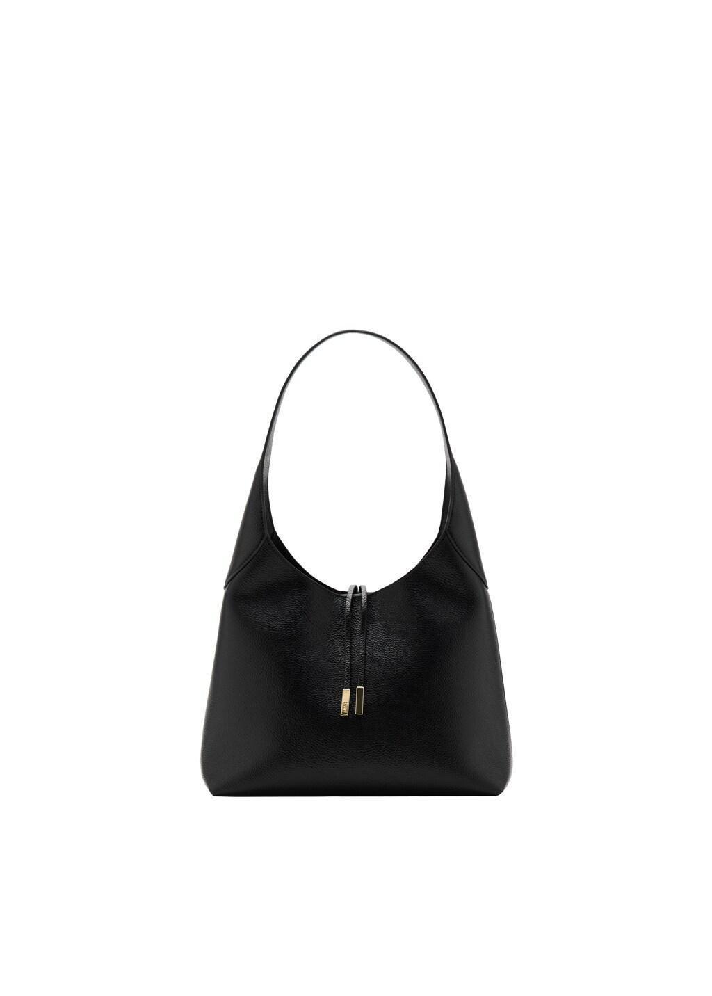 Black Shoulder Bag With Metal Detail, Black, large image number 2