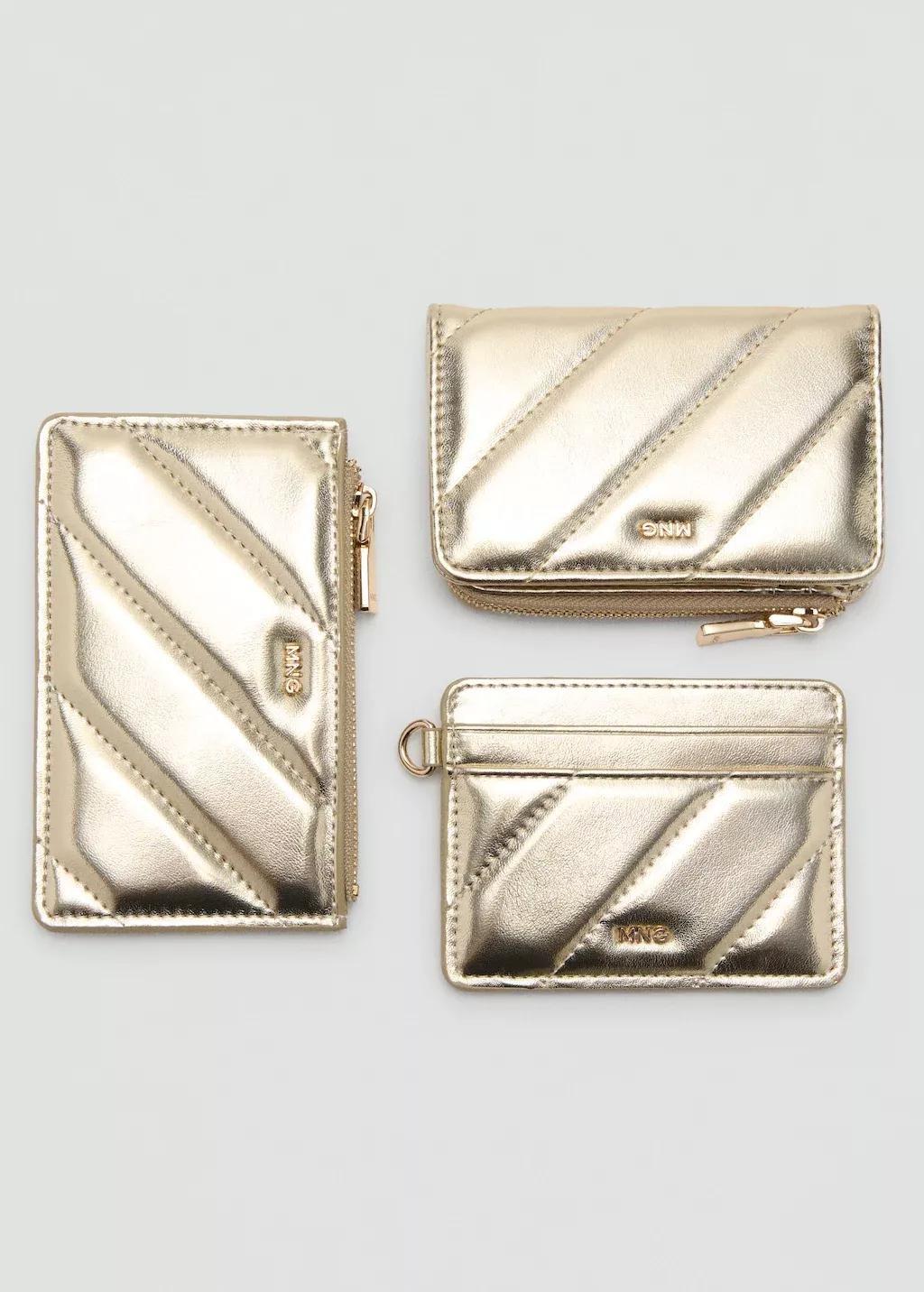 Gold Small Padded Wallet, Gold, medium