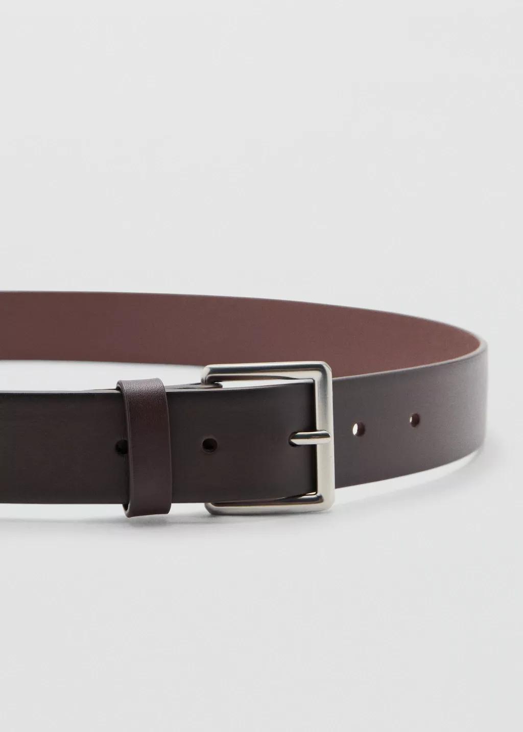 Brown Buckle Leather Belt, Medium Brown, large image number 0