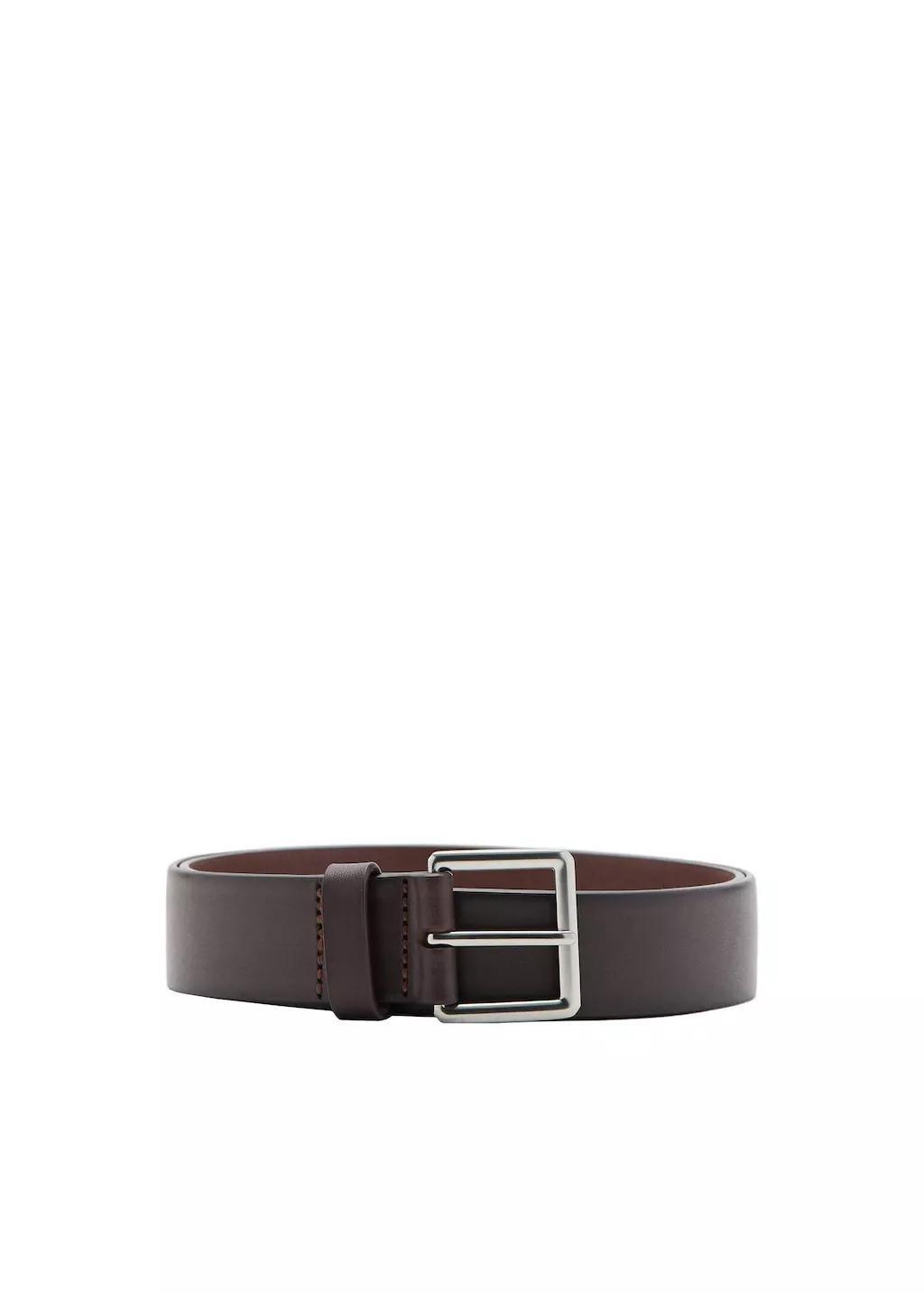 Brown Buckle Leather Belt, Medium Brown, large image number 2