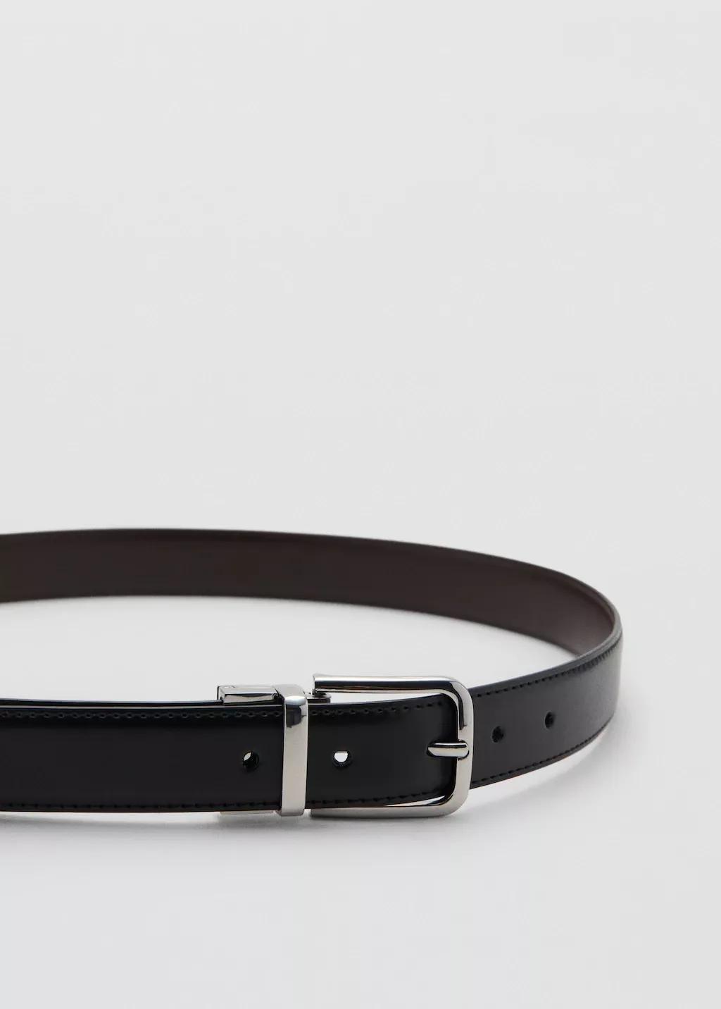 BLACK Reversible suit leather belt, Black, medium