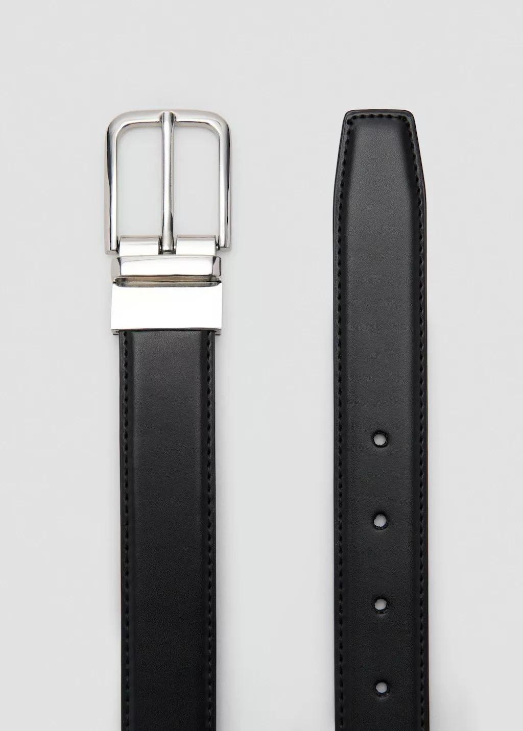BLACK Reversible suit leather belt, Black, medium