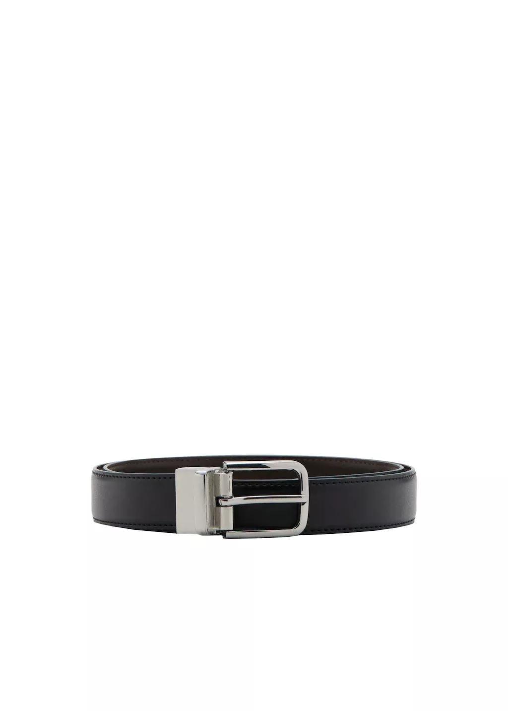 BLACK Reversible suit leather belt, Black, large image number 2