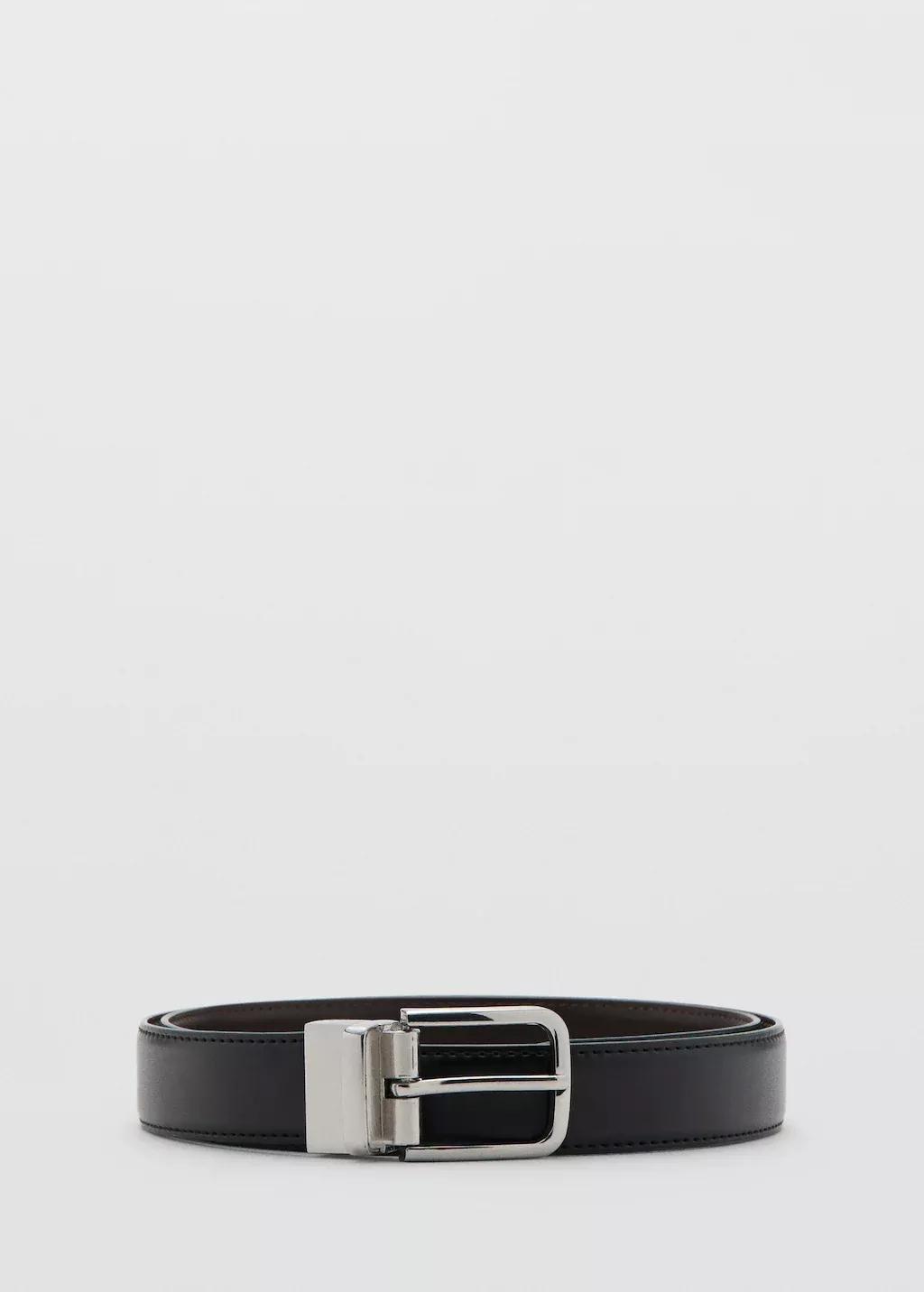 BLACK Reversible suit leather belt, Black, large image number 3