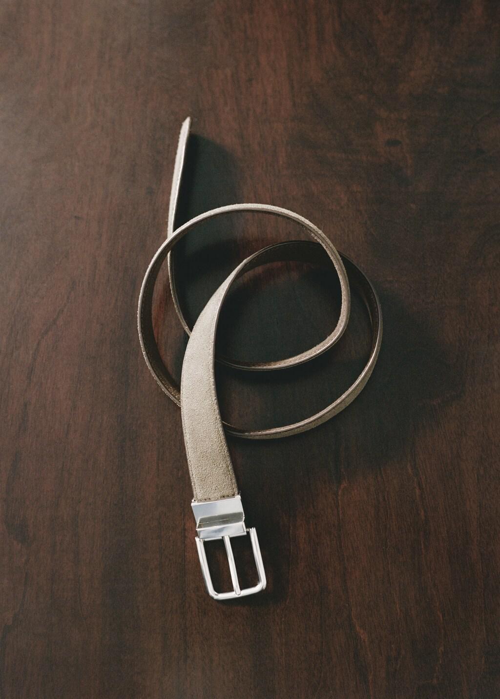 Brown Thin Suede Leather Belt, Dark Brown, large image number 0