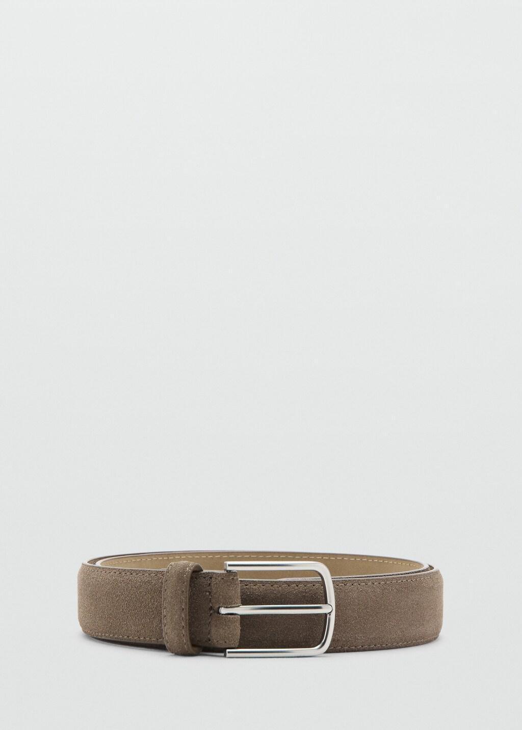 Brown Thin Suede Leather Belt, Dark Brown, large image number 4