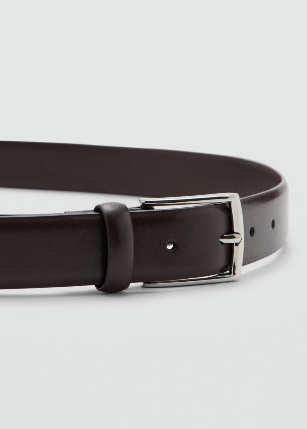 Brown Buckle Leather Belt, Brown, large image number 0