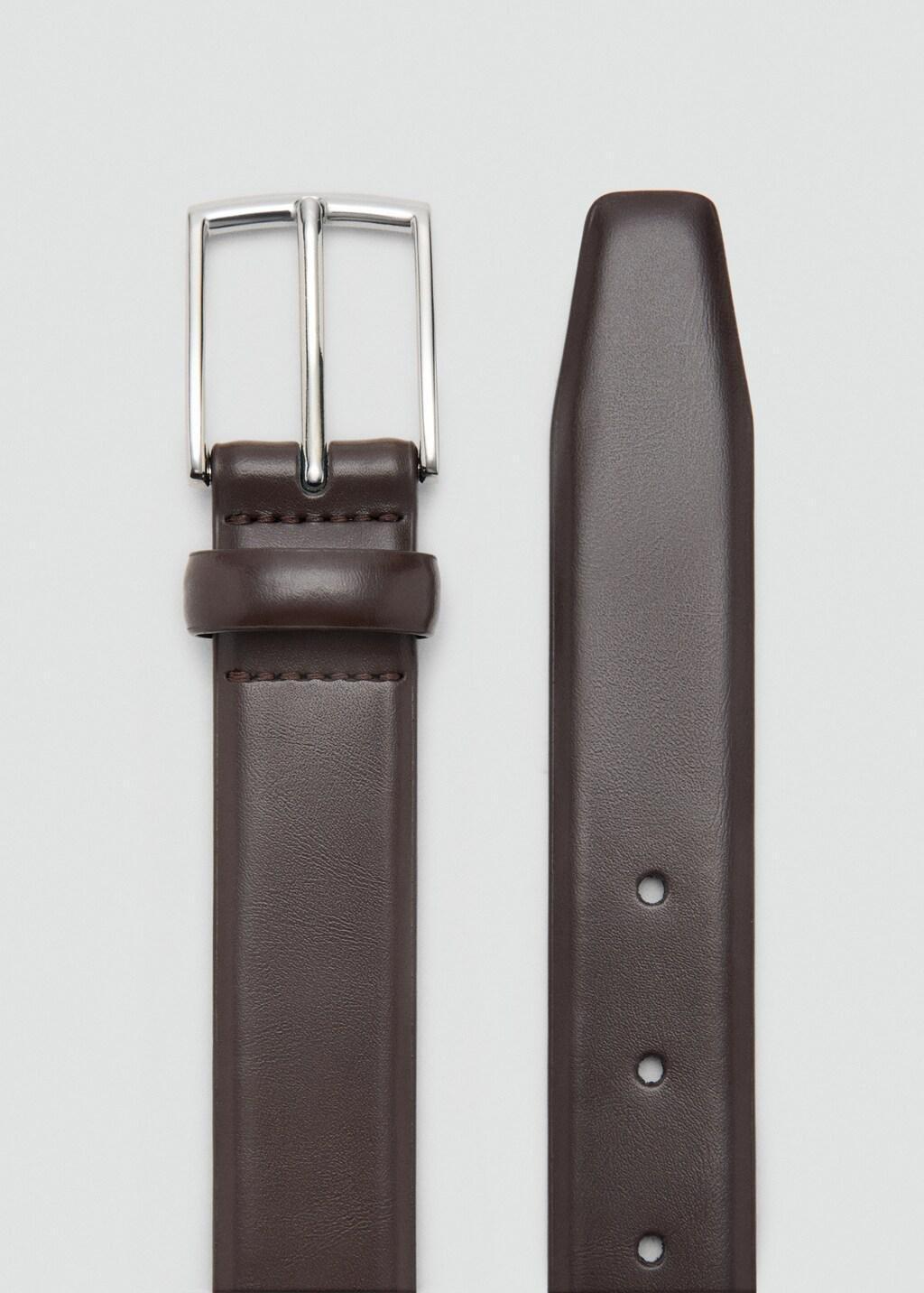 Brown Buckle Leather Belt, Brown, large image number 1