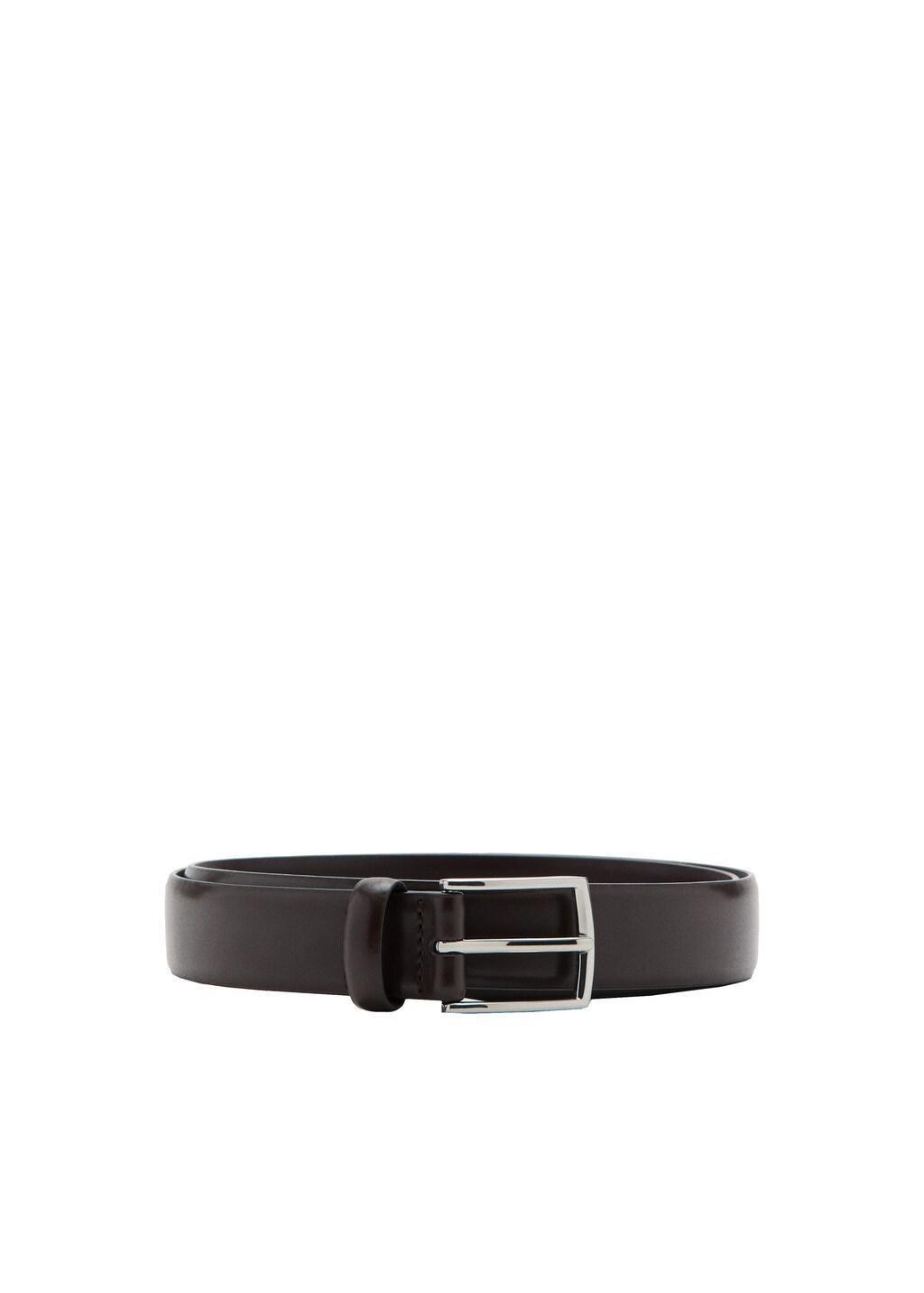 Brown Buckle Leather Belt, Brown, large image number 2