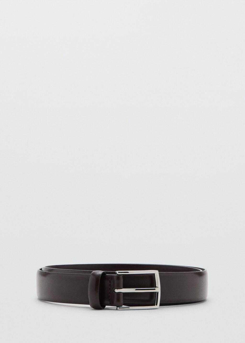 Brown Buckle Leather Belt, Brown, large image number 3