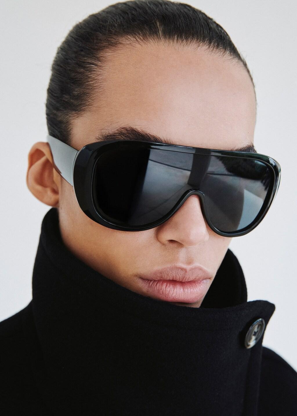 Black Wool-Blend Funnel-Neck Coat, 0201_99, large image number 4