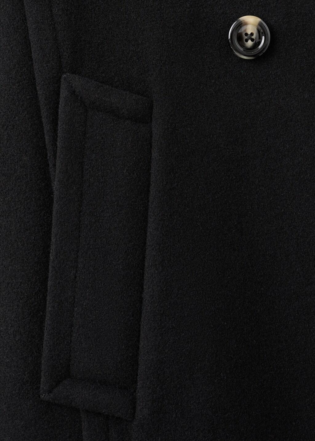 Black Wool-Blend Funnel-Neck Coat, 0201_99, large image number 5