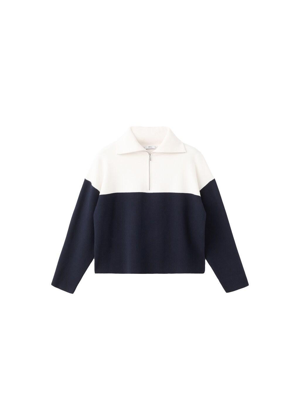 Navy Bicolour High Collar Sweater, Navy, large image number 6