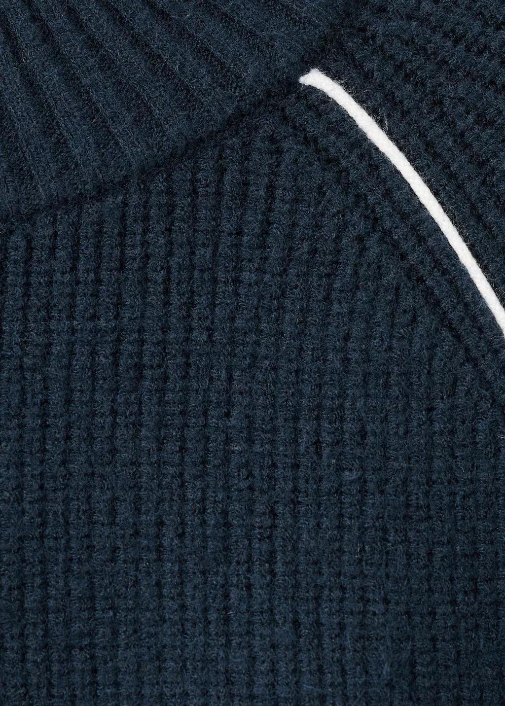 Navy Knitted Sweater With Perkins Neck, Navy, large image number 1